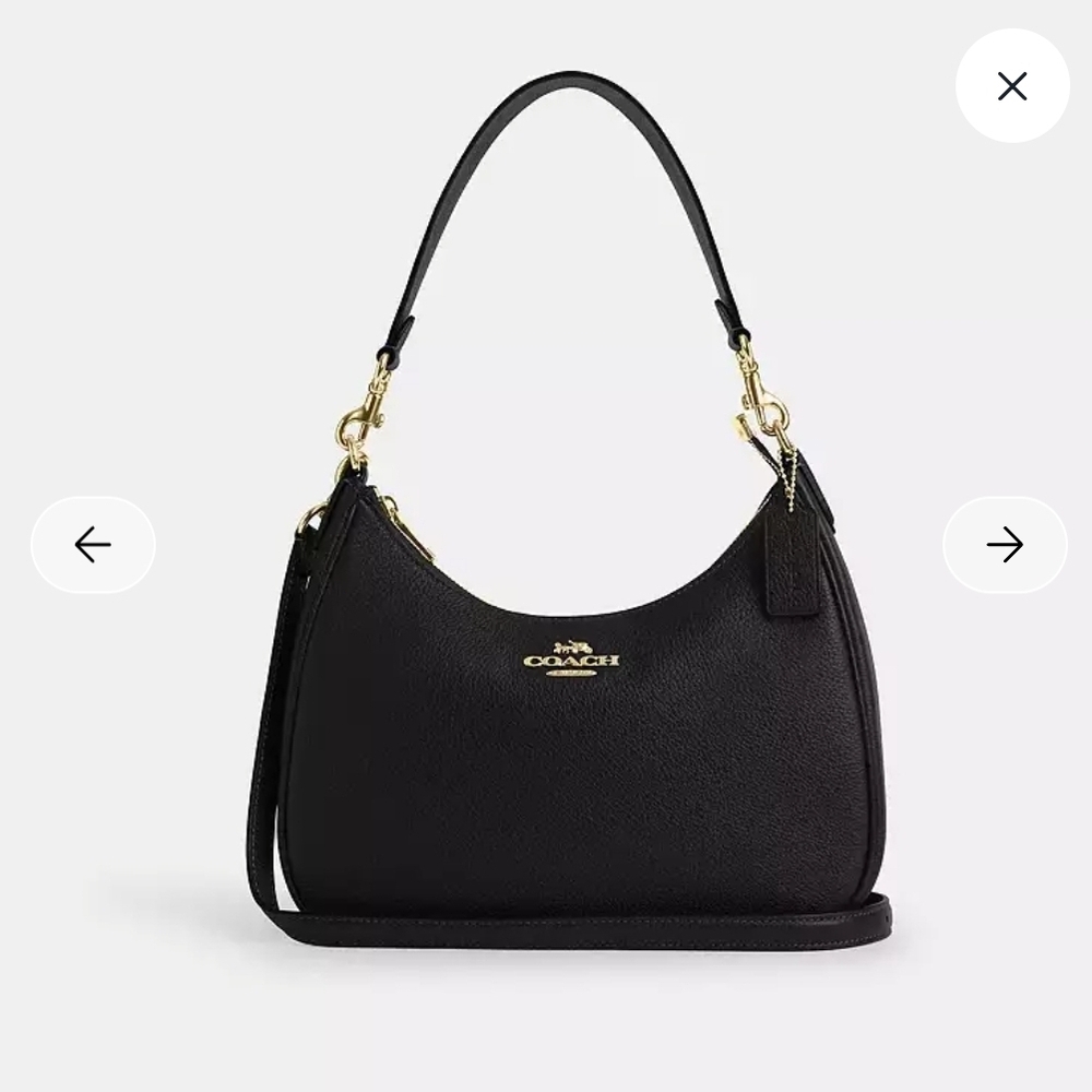 Coach, Teri Hobo Bag, Black Pebbled Leather & Brass Hardware, NWOT